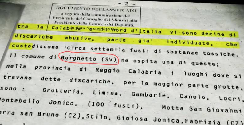 A Borghetto i rifiuti tossici della 'ndrangheta, spunta un documento dei servizi