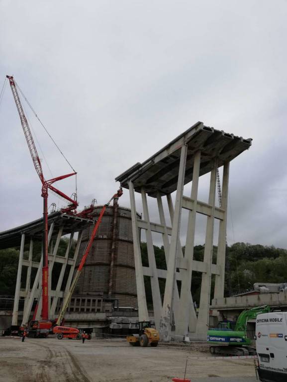 Lavorazioni ponte Morandi cantiere ponente 2 maggio 2019