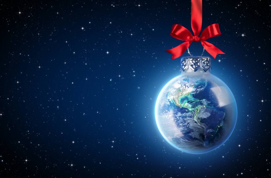 Palla di Natale con il mondo