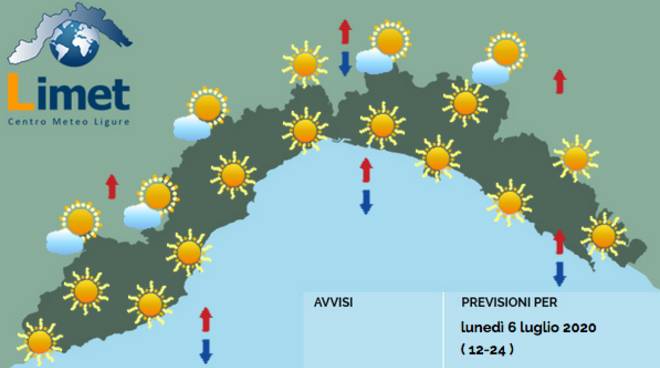 Meteo: alta pressione sulla Liguria, inizio di settimana con il bel tempo