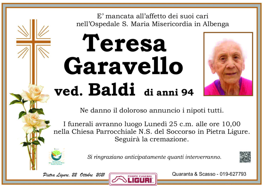 Necrologio Teresa Garavello ved. Baldi - Il Vostro Giornale ...